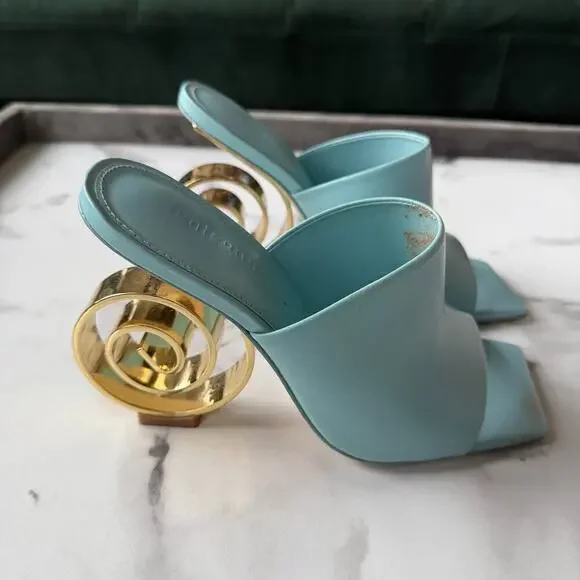 Cult Gaia Ira Light Blue Sculptural Spiral Heel Sandals Size 36.5 - Picture 3 of 10